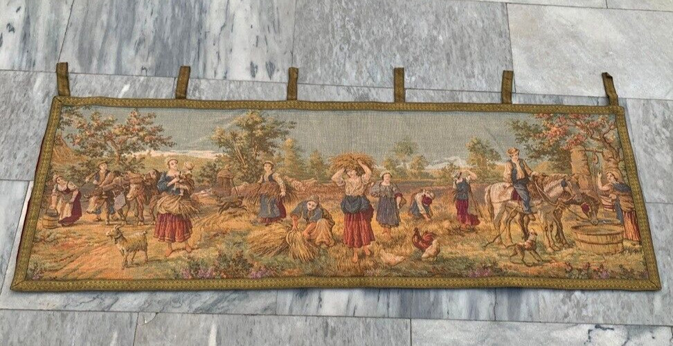 Vintage Tapestry, Pictorial French Wall Hanging Tapestry Wall Décor 2x5ft