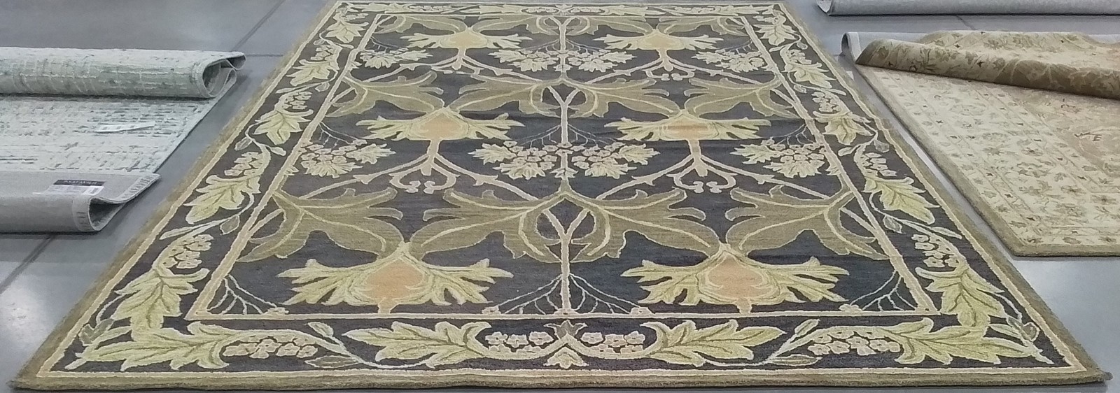 NAVY / SAGE 9′-6″ x 13′-6″ Back Stain Rug, Reduced Price 1172799380 AN541A-10