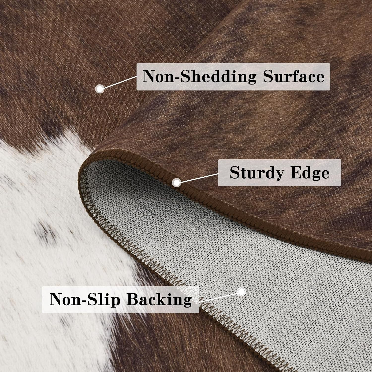 Soft Washable Cowhide Area Rug, 5×7 Non-Slip Stain Resistant for Home Decor