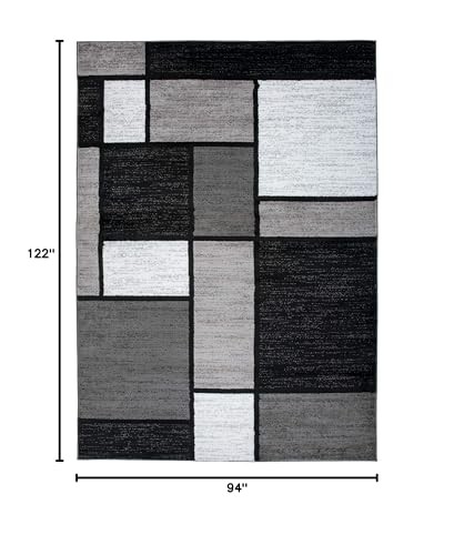 Contemporary Grey Rectangular Area Rug 710X102 Elegant Box Pattern Durable