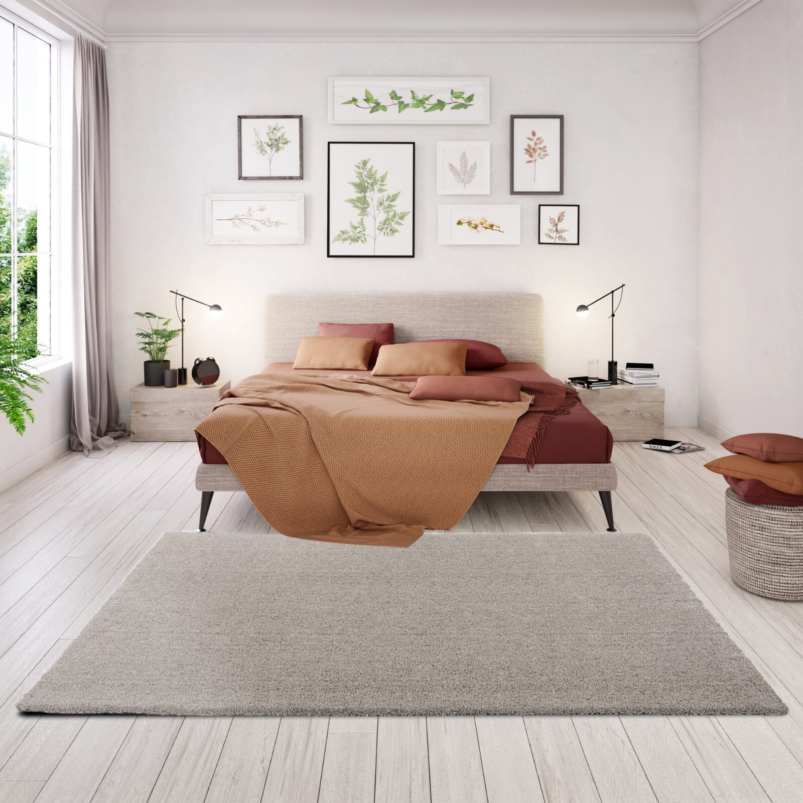 Eco Beige Rug 100% Polyester Recyclable Machine Washable Durability Pet Proof