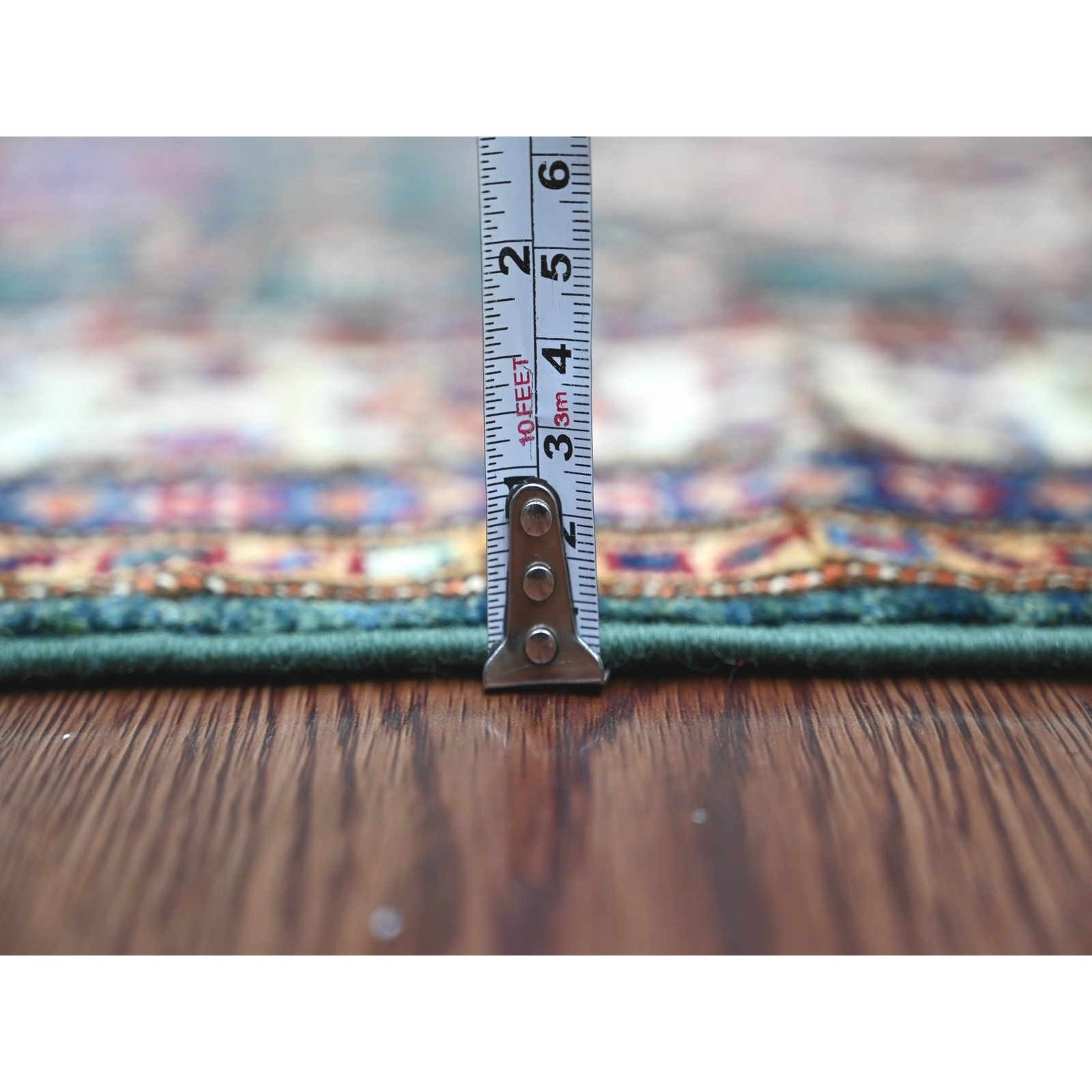 3’1″x5’1″ Green Afghan Super Kazak Hand Knotted Pure Wool Rug 21724