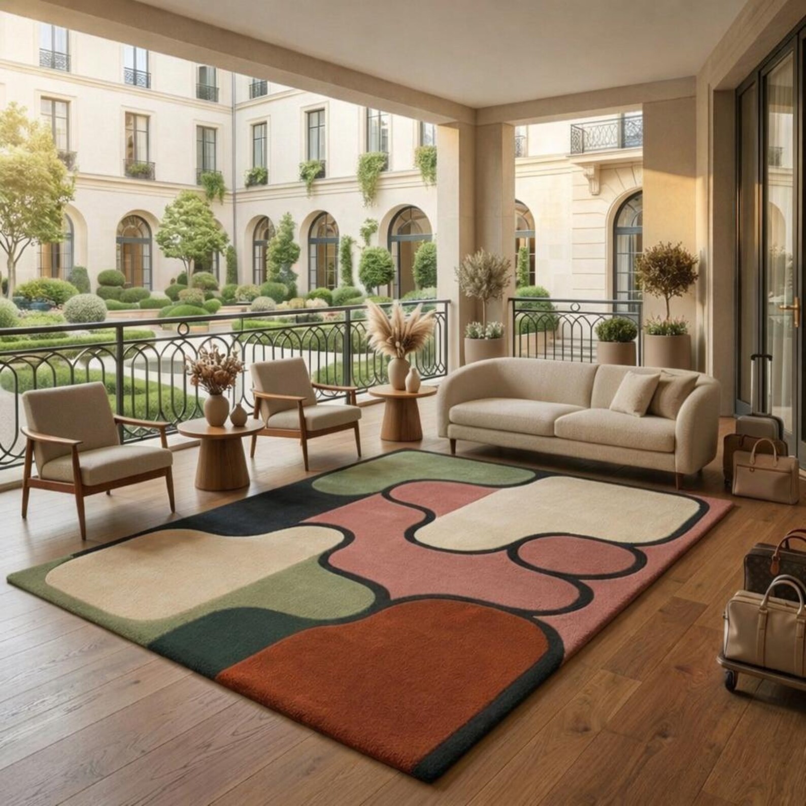 Hand-Tufted Wool Rug – Abstract Organic Design, High Pile Design Carpet Rug