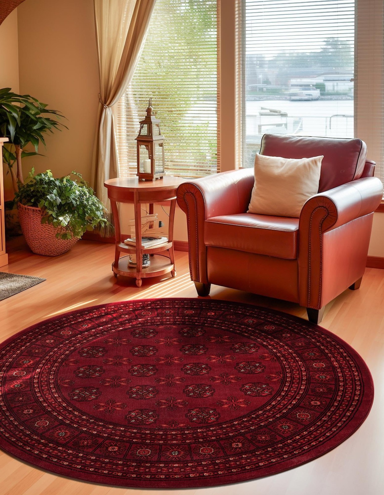 Unique Loom Tekke Collection Area Rug – 4 1 Round Red/Terracotta