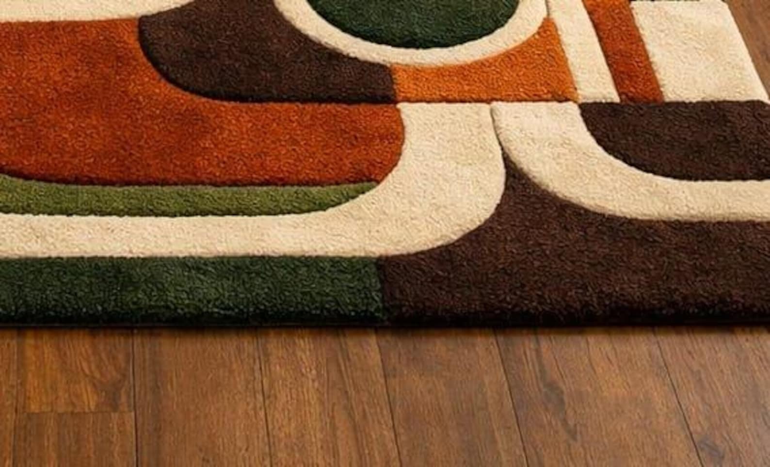 Hand-Tufted Retro Geometric Area Rug: Mid-Century Modern Statement Carpet 8×10