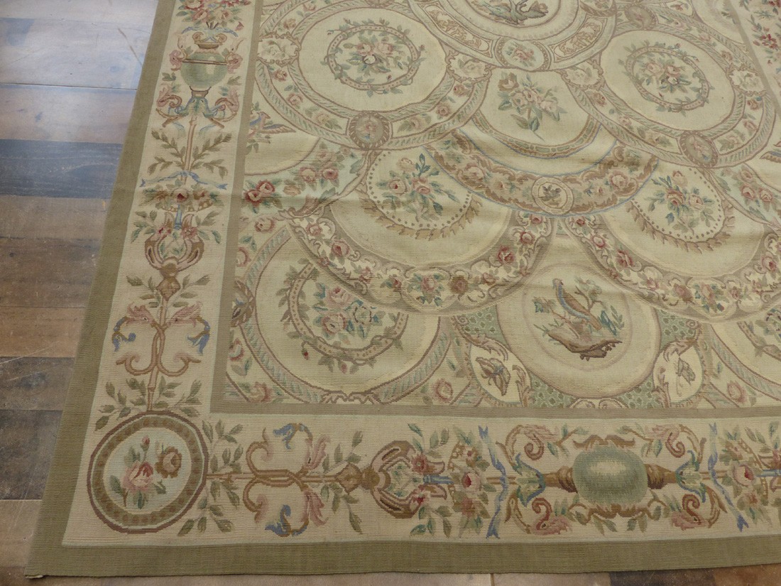 6’x9′ New Birds French Aubusson weave hand knotted wool Needlepoint area rug