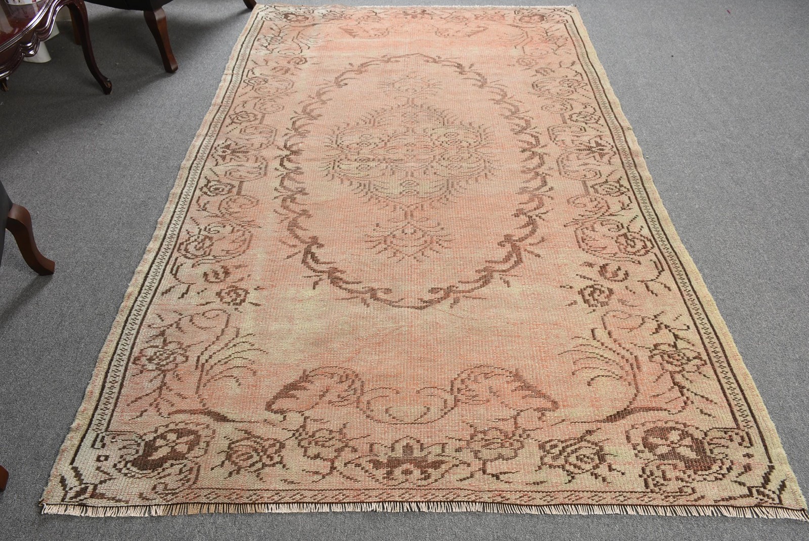 5,3×8,4 ft Large Vintage Rug, Turkish Rug, Red Brown Ombré Wool Rug