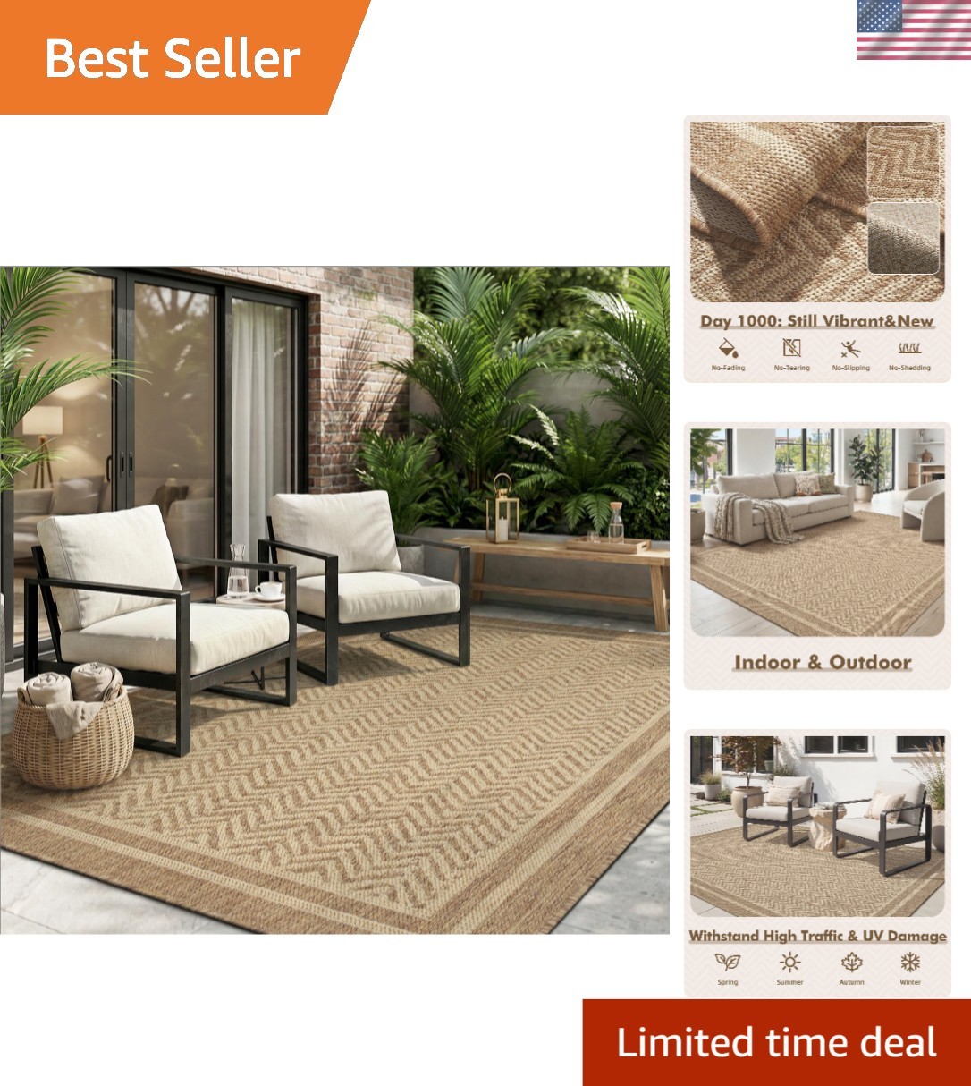 Durable 5′ x 7′ Polypropylene Rug – Fade-Resistant for High Traffic Areas