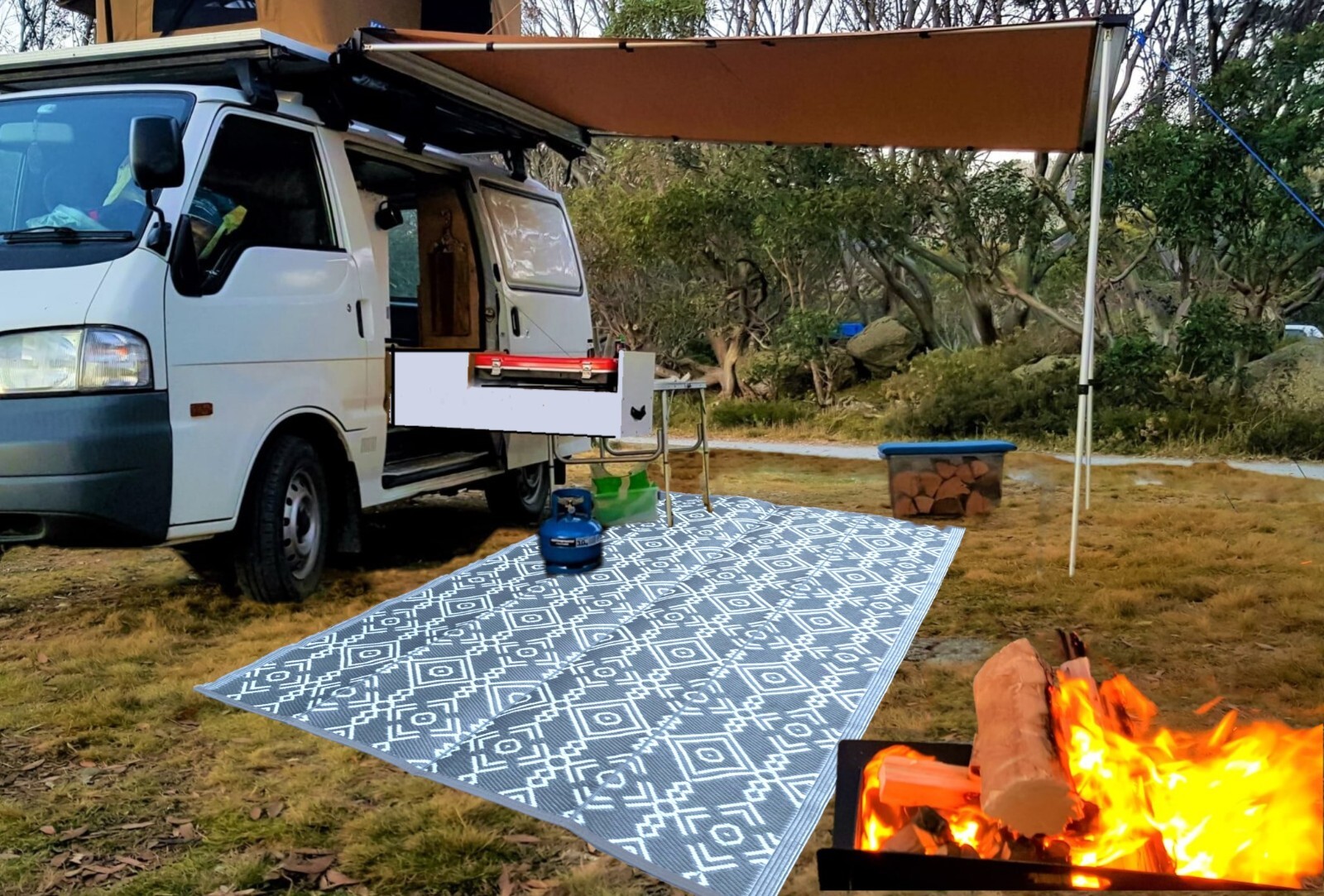 B-USA Outdoor Rug 5×7 6×9 9x18Plastic Straw Rug Patio RV Camping Waterproof Grey