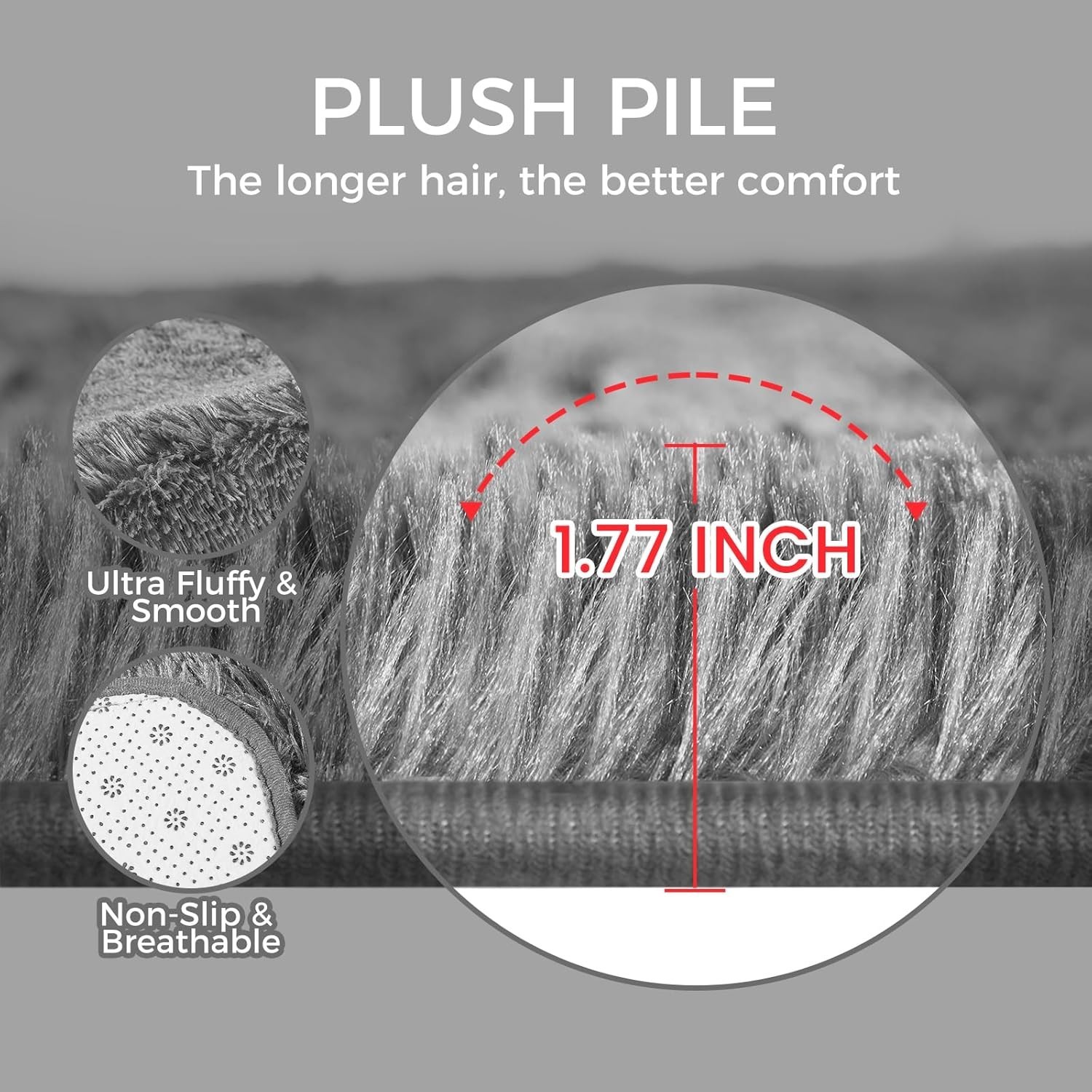 5′ x 8′ Fluffy Shag Rug for Bedroom and Living Room – Stylish Grey Decor