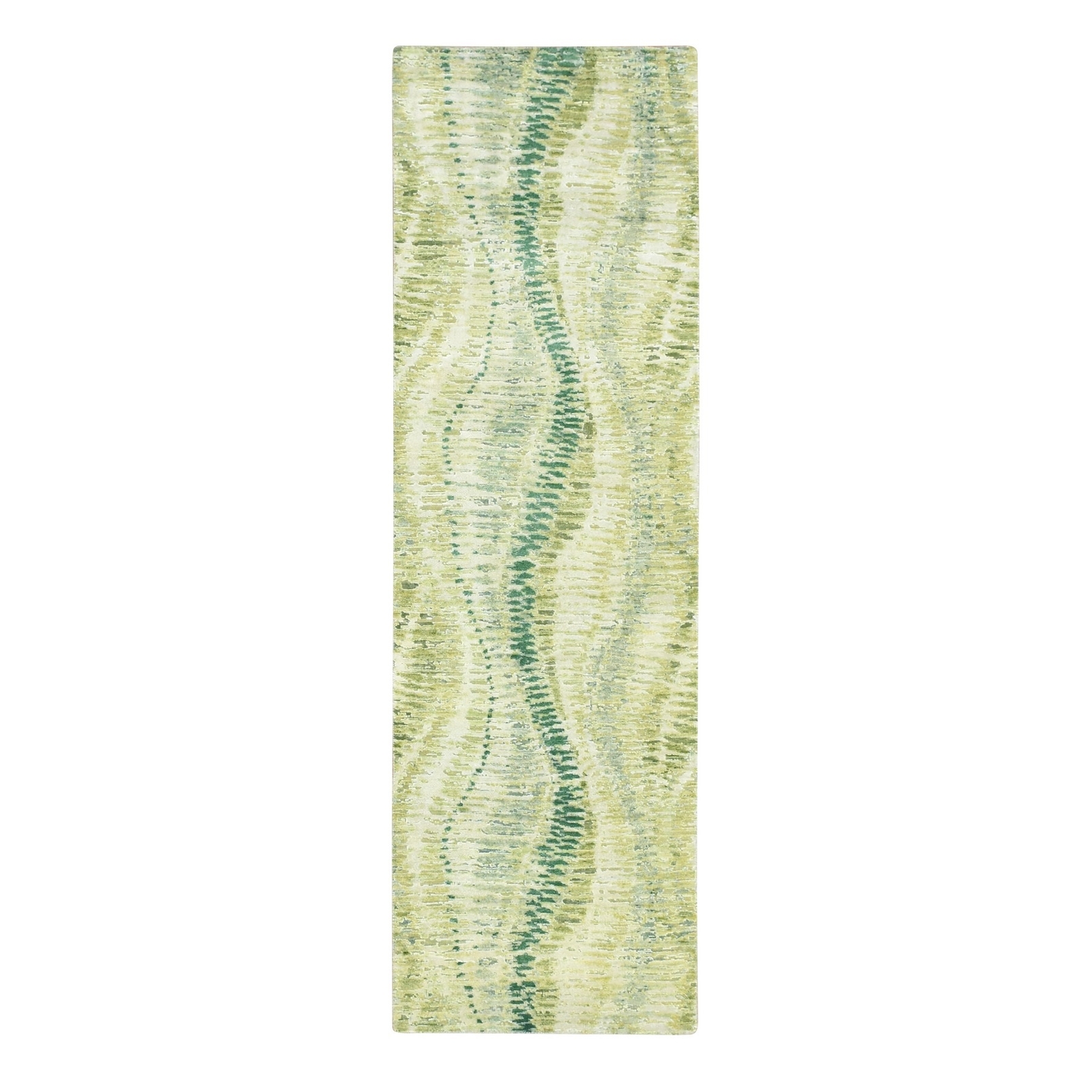 2’6″x8’2″ Green Crocodile Safari Design 100% Silk Hand Knotted Runner Rug R75547