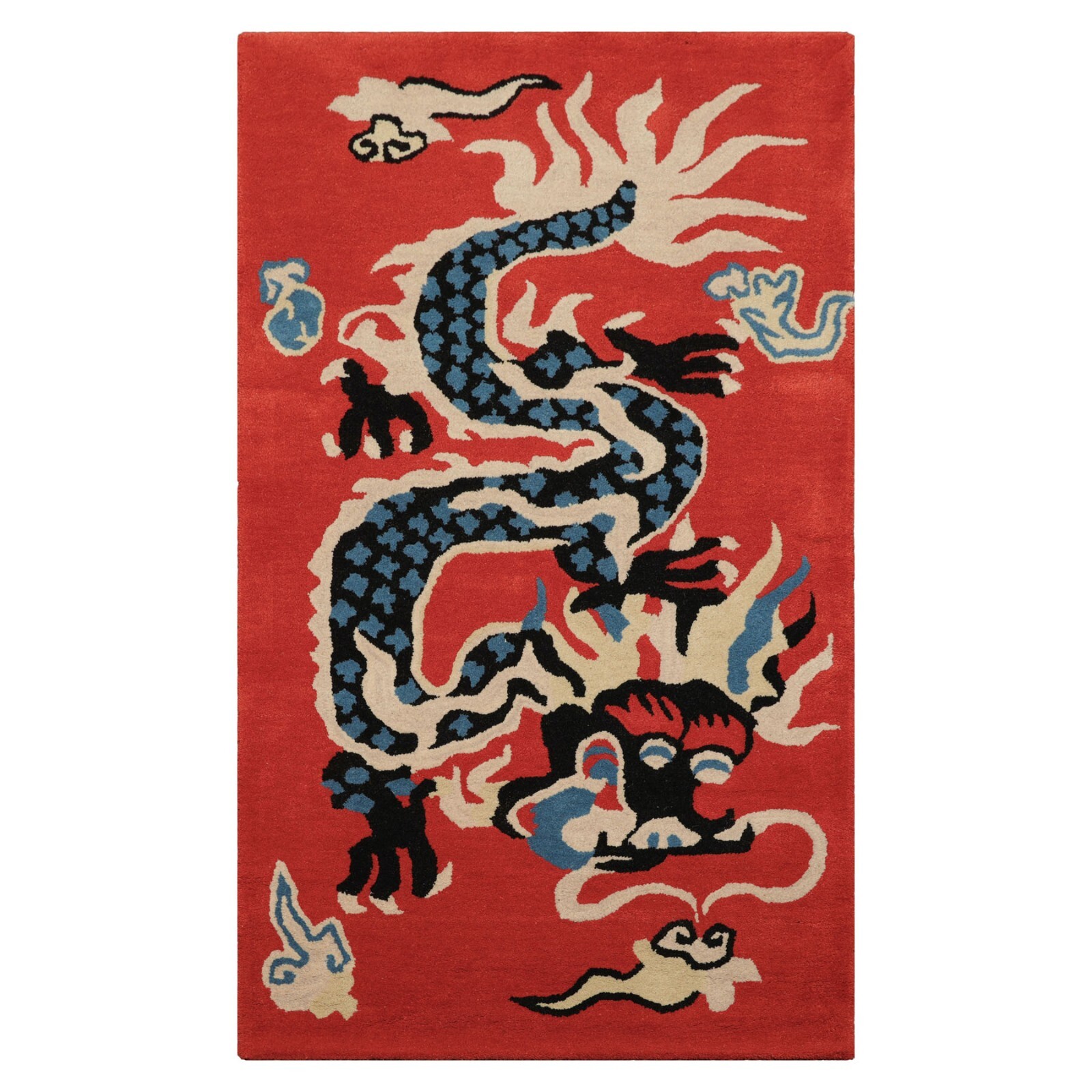 3’x5′, 5’x8′ Chinese Art Deco Dragon & Phoenix Hand Tufted Wool Area Rug Orange