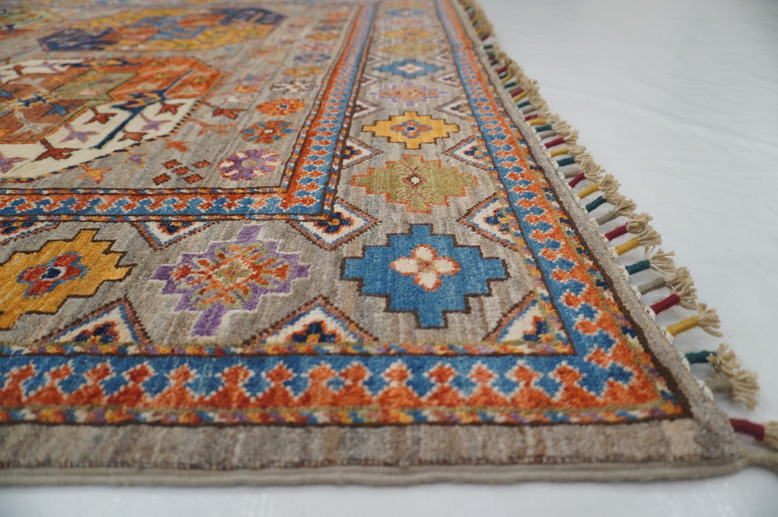 5 x 7 ft Gray Ersari Afghan Hand Knotted Wool Geometric Tribal Area Rug