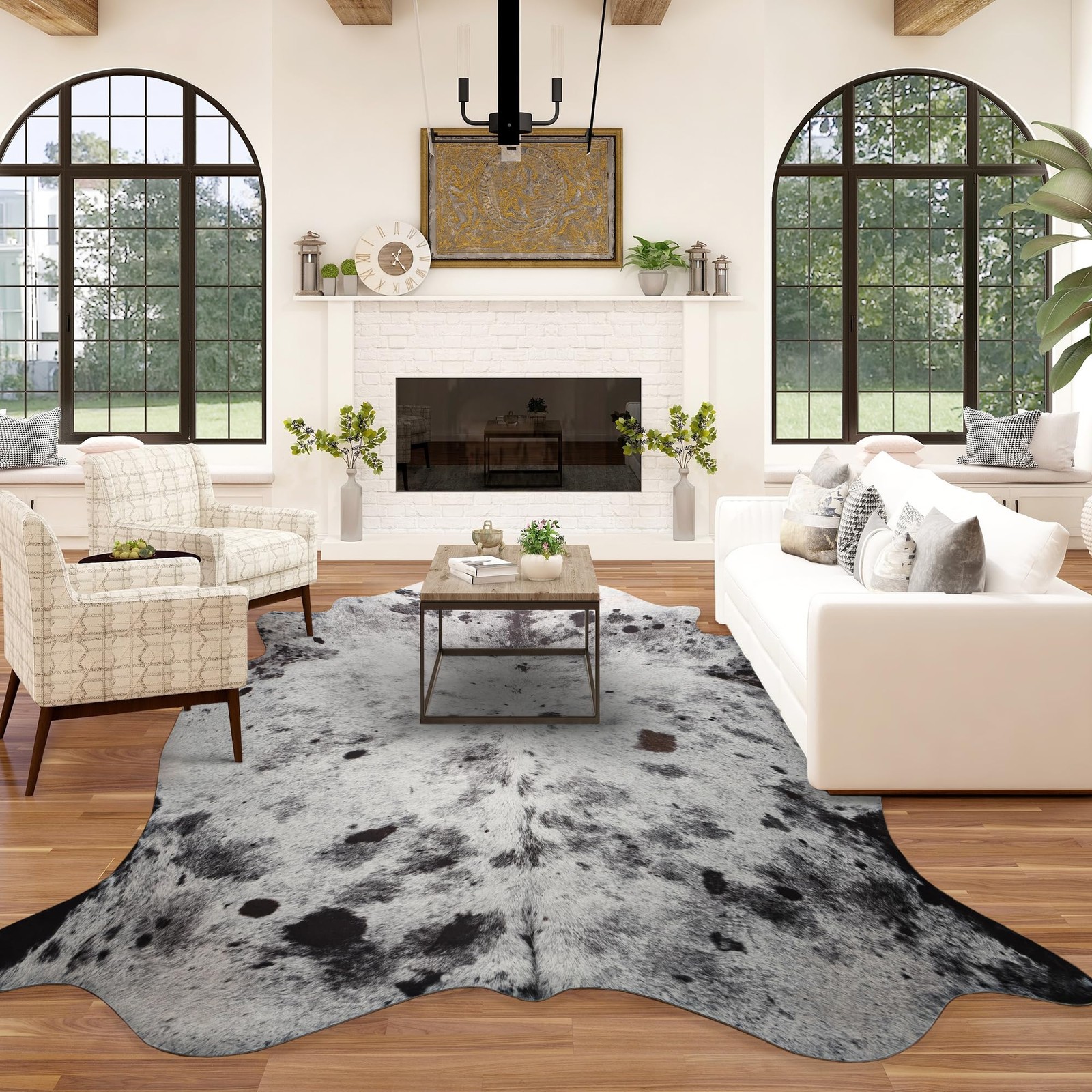 Faux Cowhide Rug, 5.2 x 6.2 ft Fashionable, Grand, Friendly