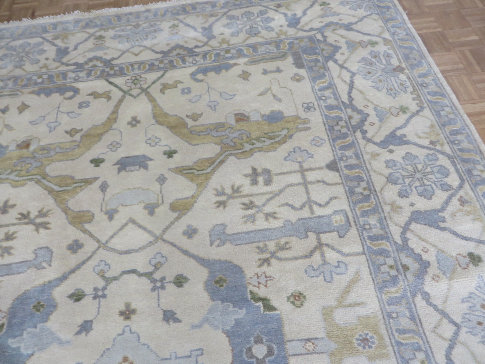 8’11 x 11’9 Hand Knotted Ivory Oushak Oriental Rug G15566