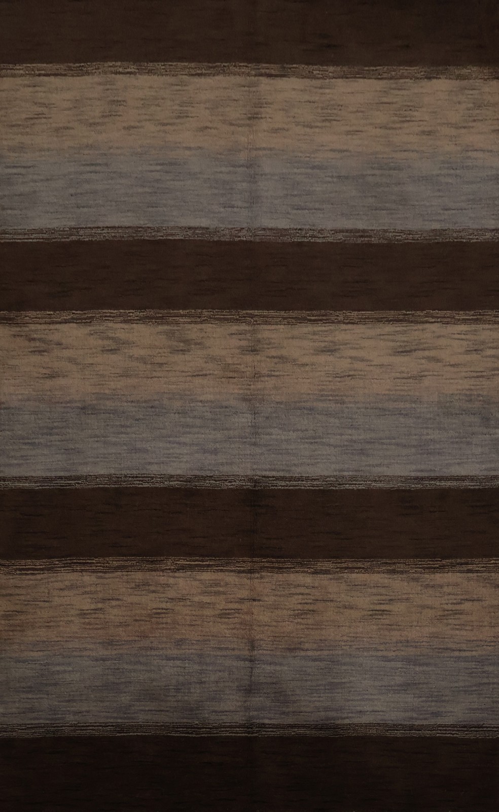 Elegant Earth Tone Striped Area Rug 5×8 Ft Handmade Gabbeh Style Wool Carpet