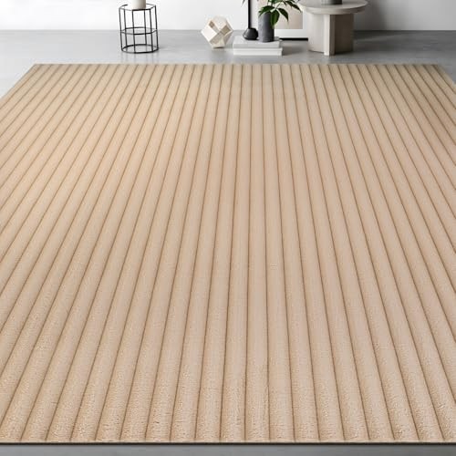 Non Slip Area Rug 4 x 6 Modern Durable Ultra Soft Ribbed Indoor Rugs for