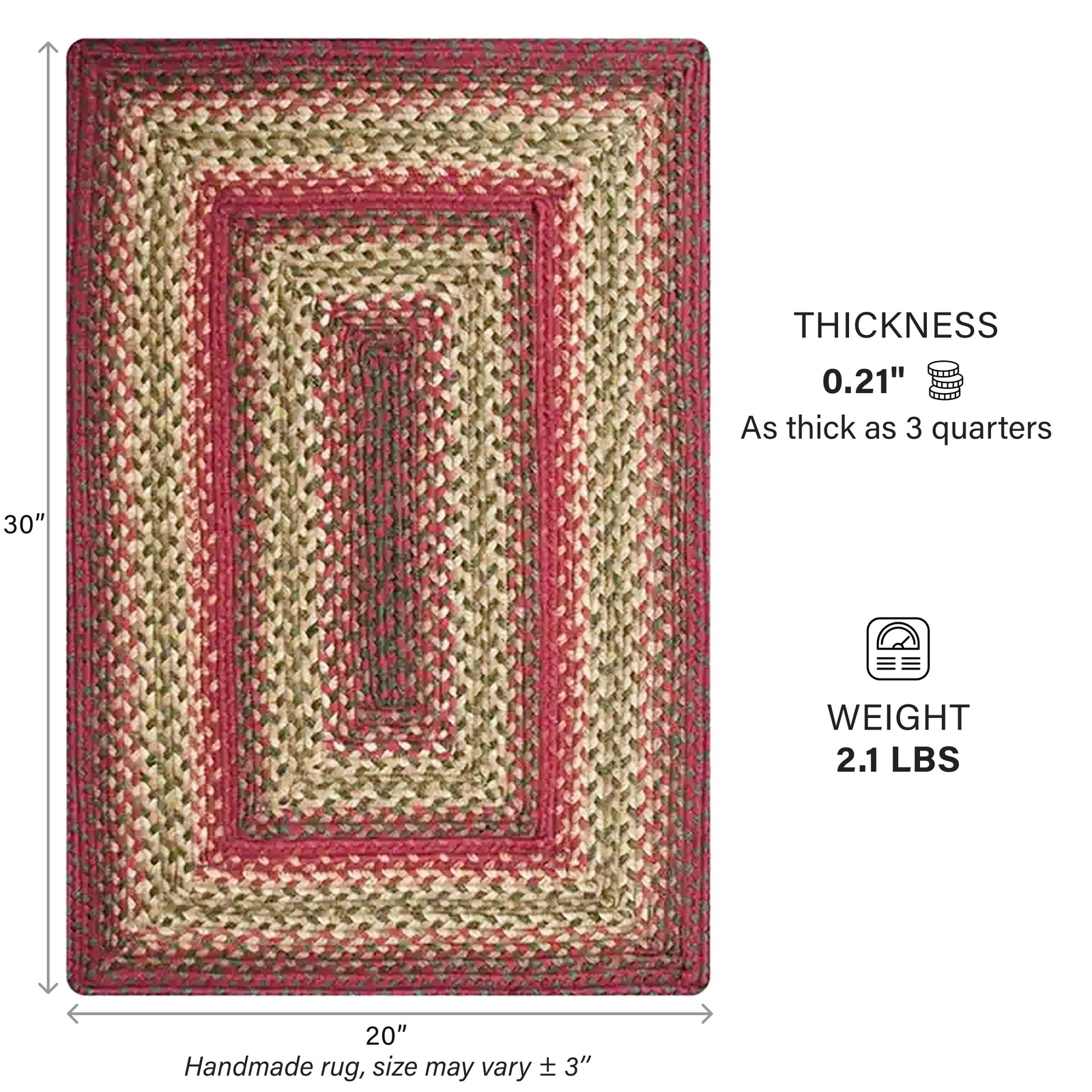 Cider Barn Cranberry Red Jute Braided Rug, 20×30 Rectangle – Perfect Country …