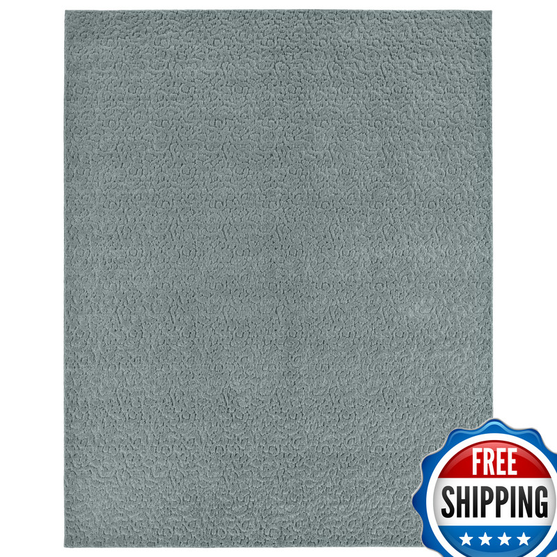 Garland Rug Ivy 8 Ft. X 10 Ft. Sea Foam Blue Floral Solid Color Area Rug –