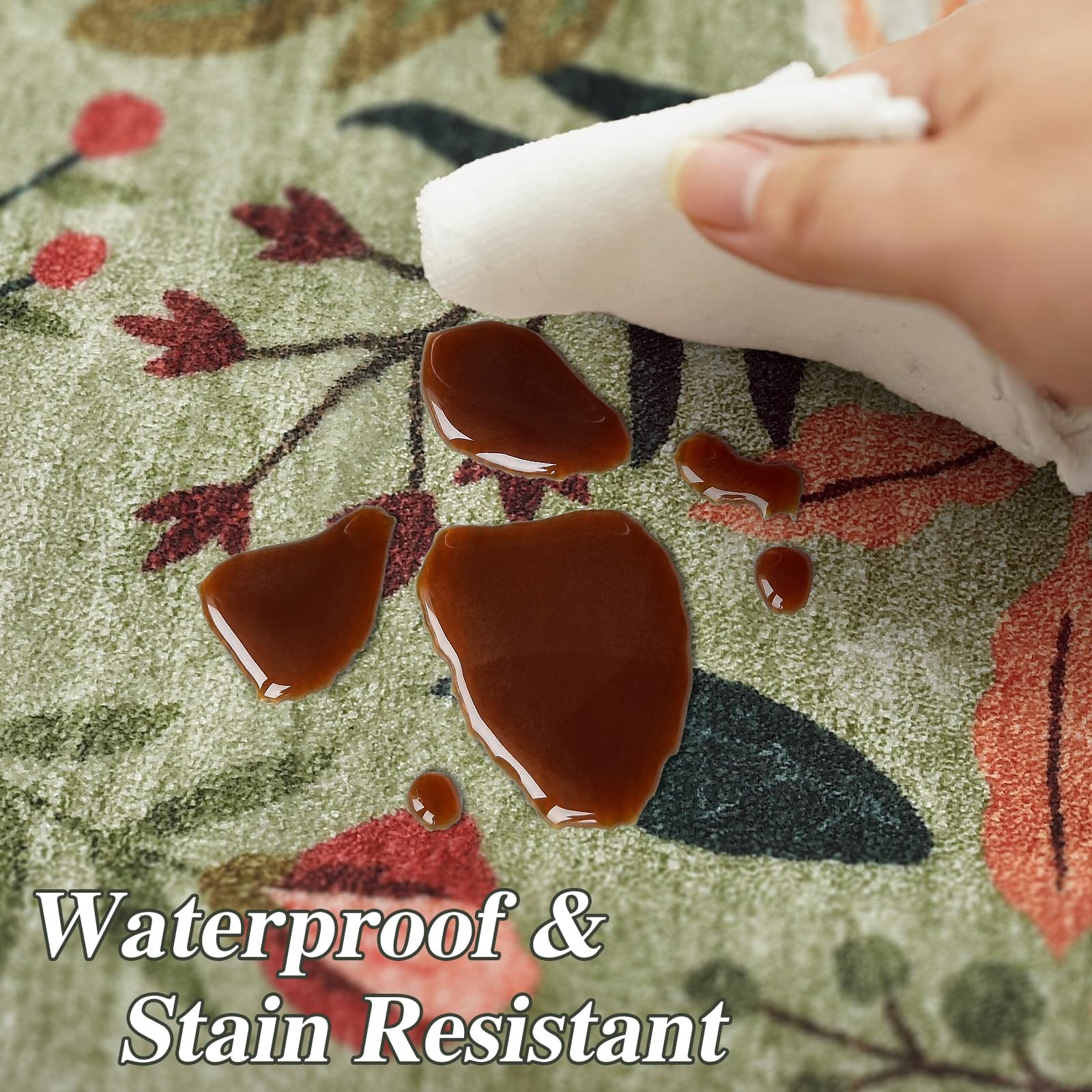 Best 5×7 Washable Area Rug for Living Room, Floral Non-Slip Non-Shedding & Easy