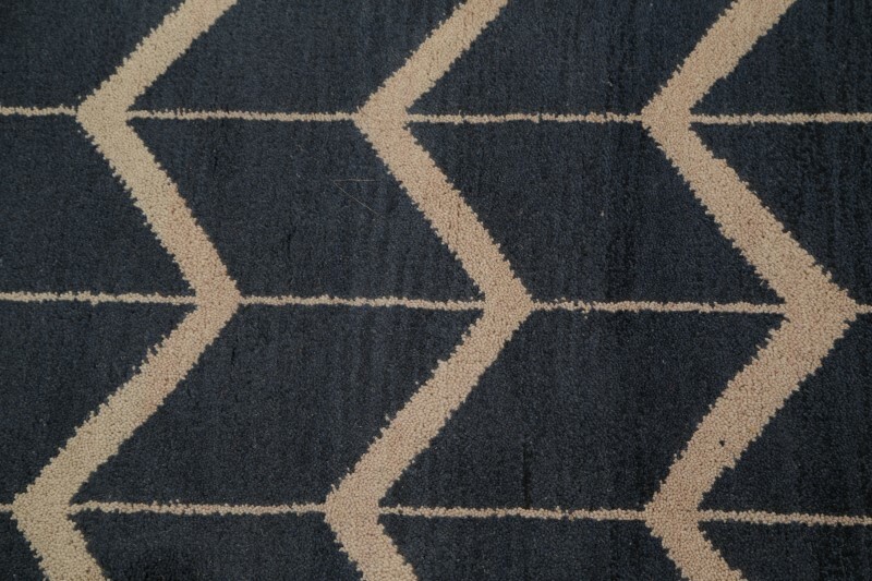 Navy Blue/Beige Modern Trellis Moroccan Oriental Rug Wool Handmade 5’x8′ Carpet