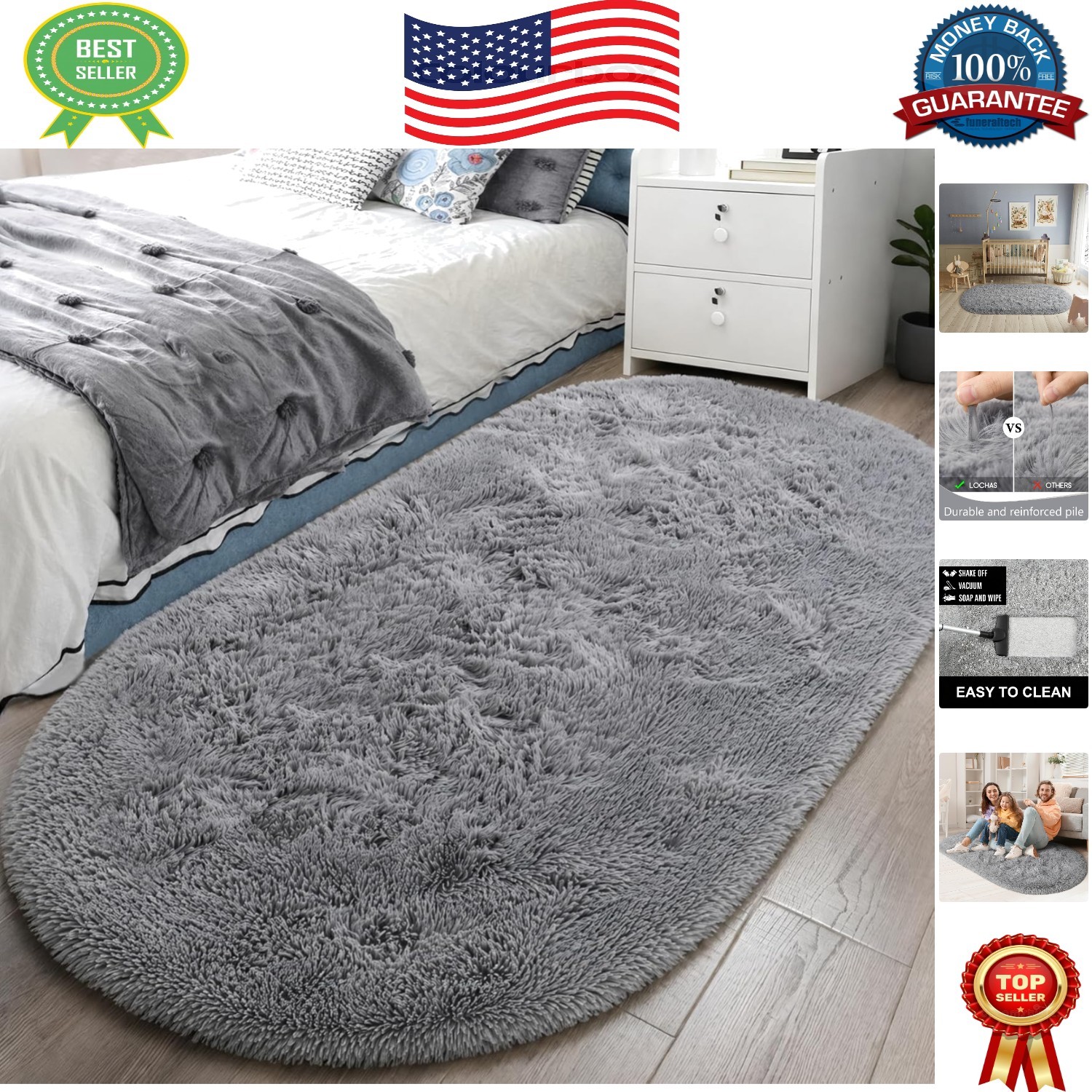 Elegant 2.6′ x 5.3′ Non-Slip Shag Rug – Cozy Comfort for Kids & Home Decor