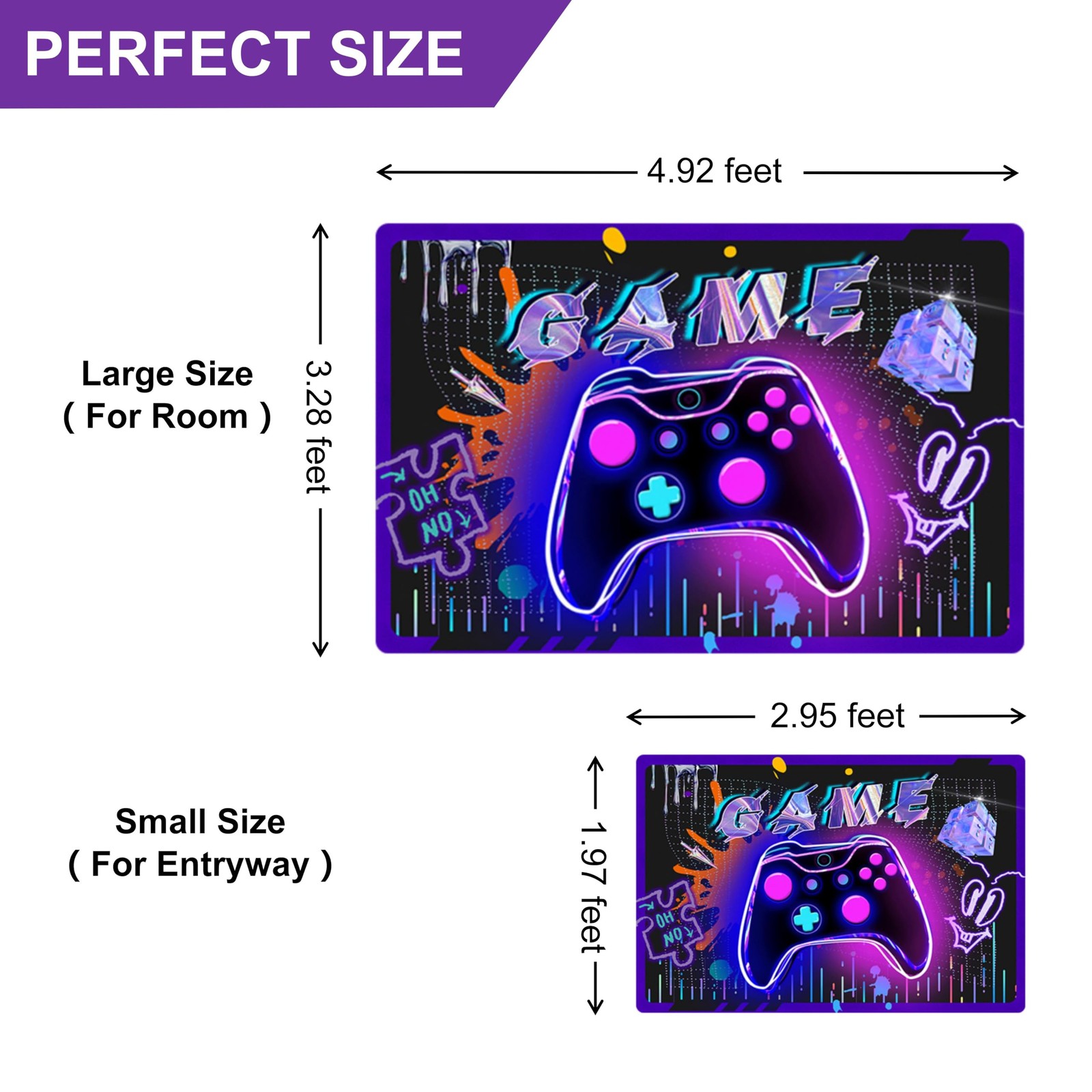 Gaming Rug Gamer Rug For Boys Room 35×24 Inch Small Colorful Area Rug