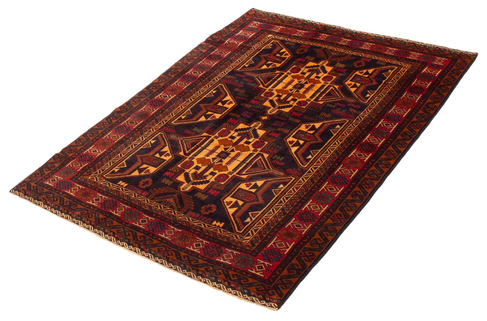Vintage Hand-Knotted Area Rug 4’5″ x 6’3″ Traditional Oriental Wool Carpet