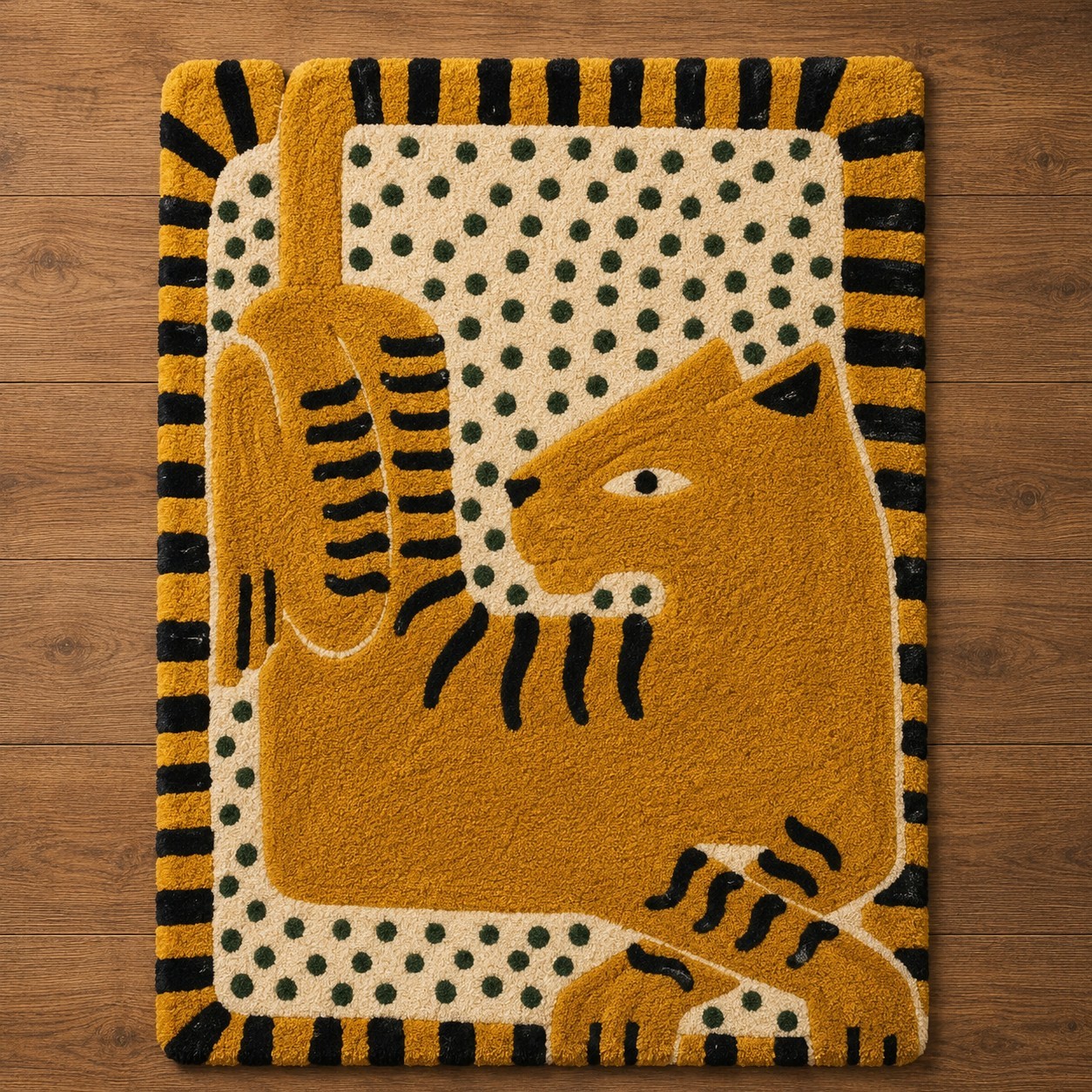Tiger Hand Tufted Rug 3×5 Boho Animal Print Wool Area Rug Modern Entryway Decor