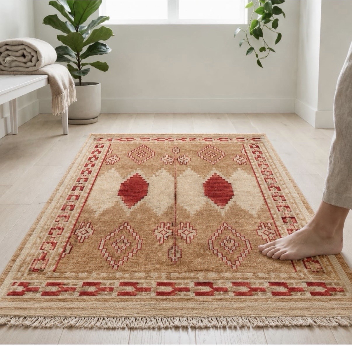 High-quality Hand-woven Wool Rug Durable Gabbeh Rug 6-0x3-11 ft for Living Room