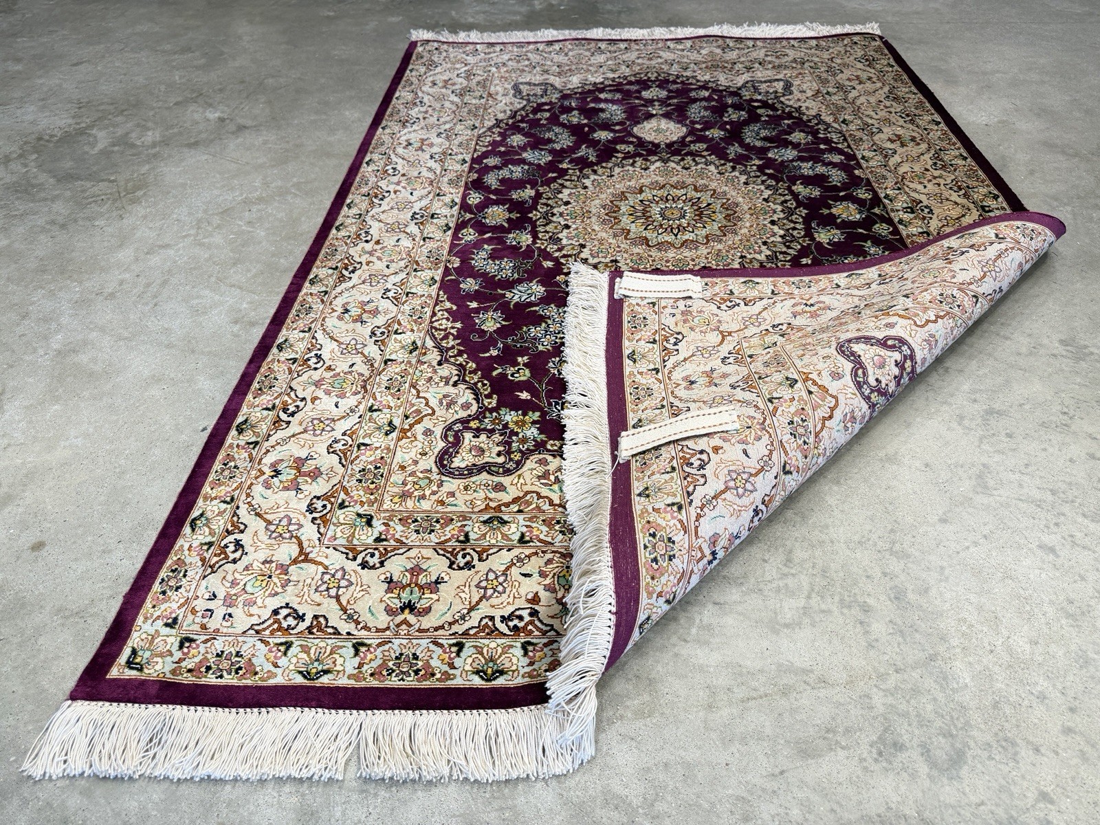 3×5 Luxurious Fine Hand-Knotted 100% Silk Signed Persiane Qume Rug Handmade