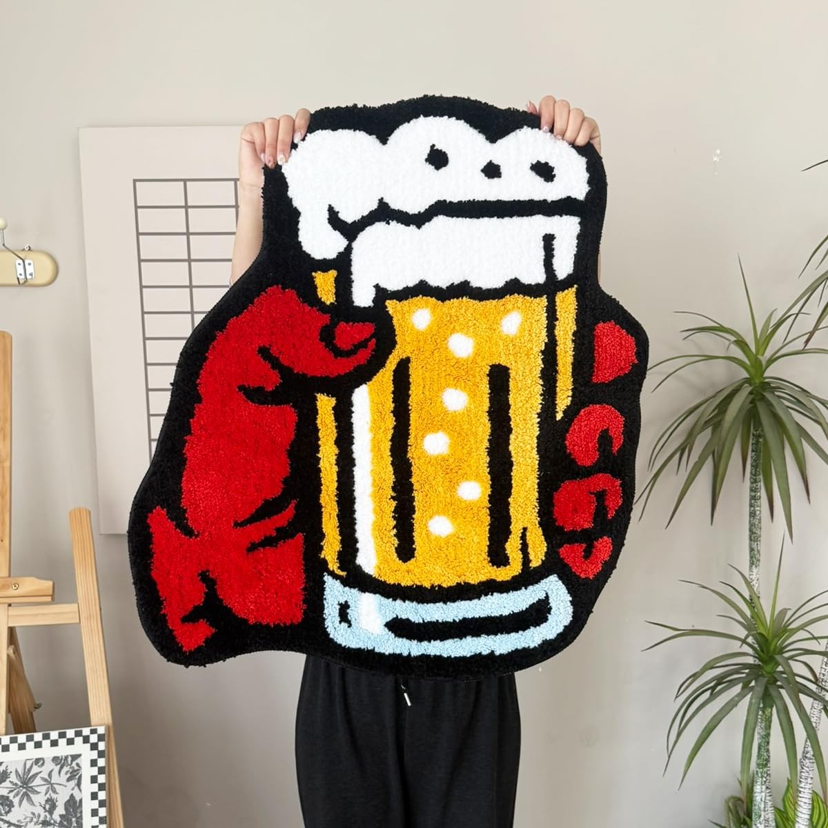 LAKEA Funny Beer Can Shaped Cool Gamer Rug, Cartoon Graffiti Style Irregular …