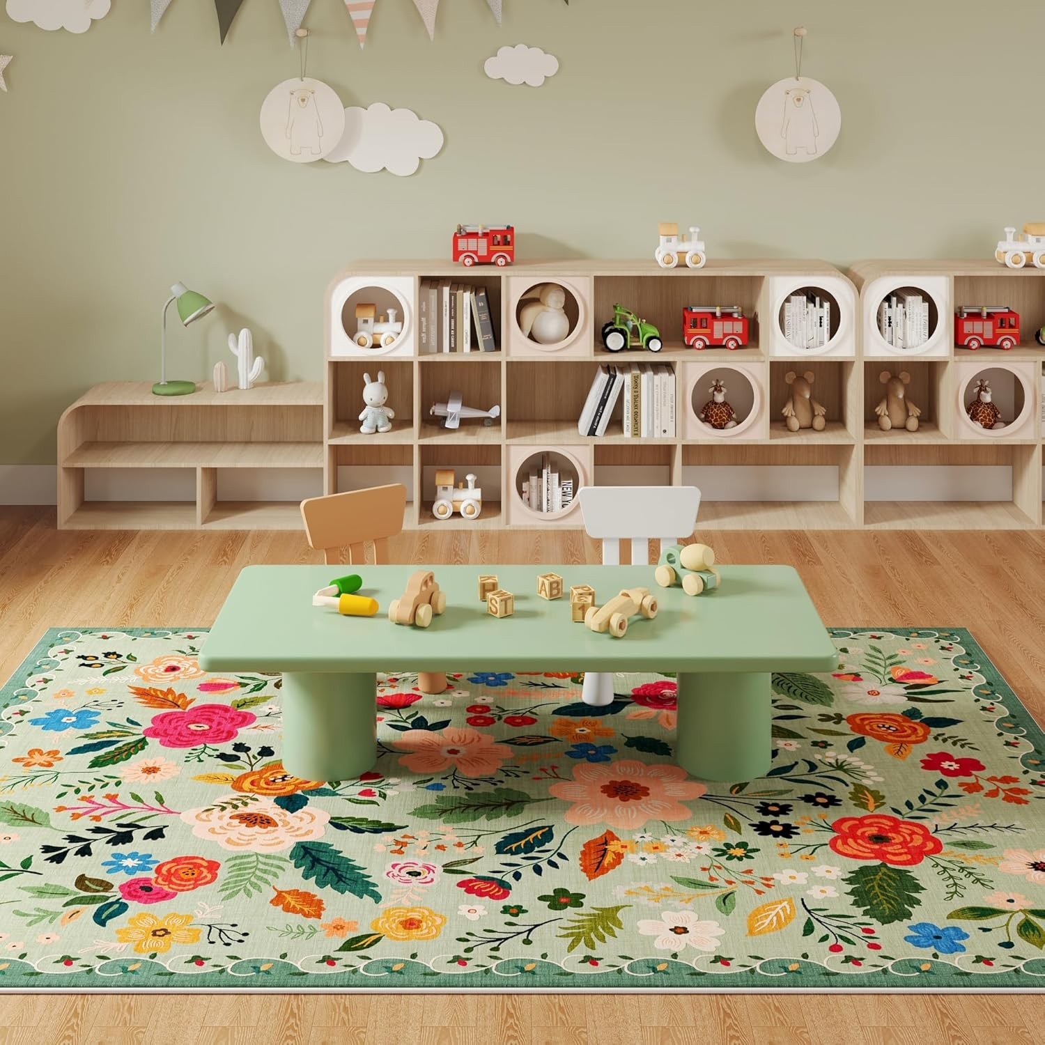 Eco-Friendly Washable Boho Floral Area Rug