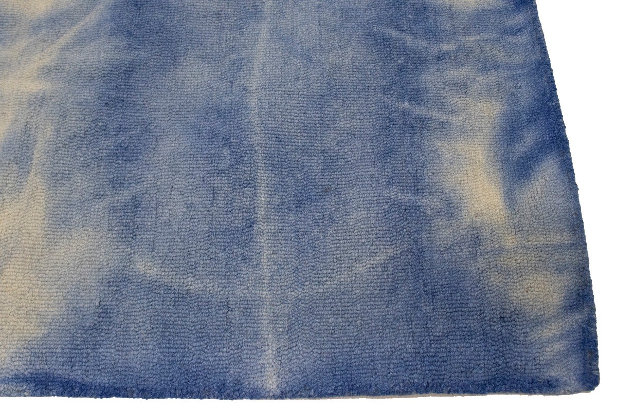 Blue Contemporary Tie-Dye Hand-Tufted Modern Rug Kids Room Carpet 5X8 ft