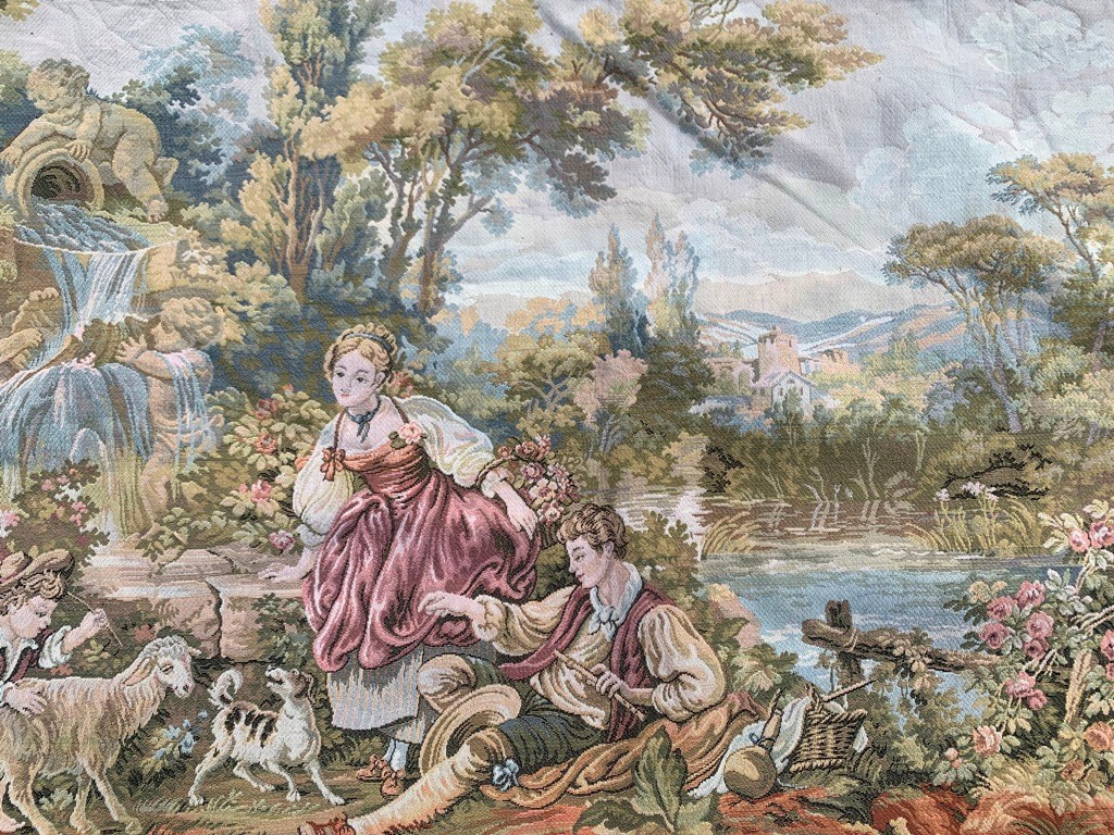 Vintage French Pictorial Romantic View River Side Home Decor 3x4ft