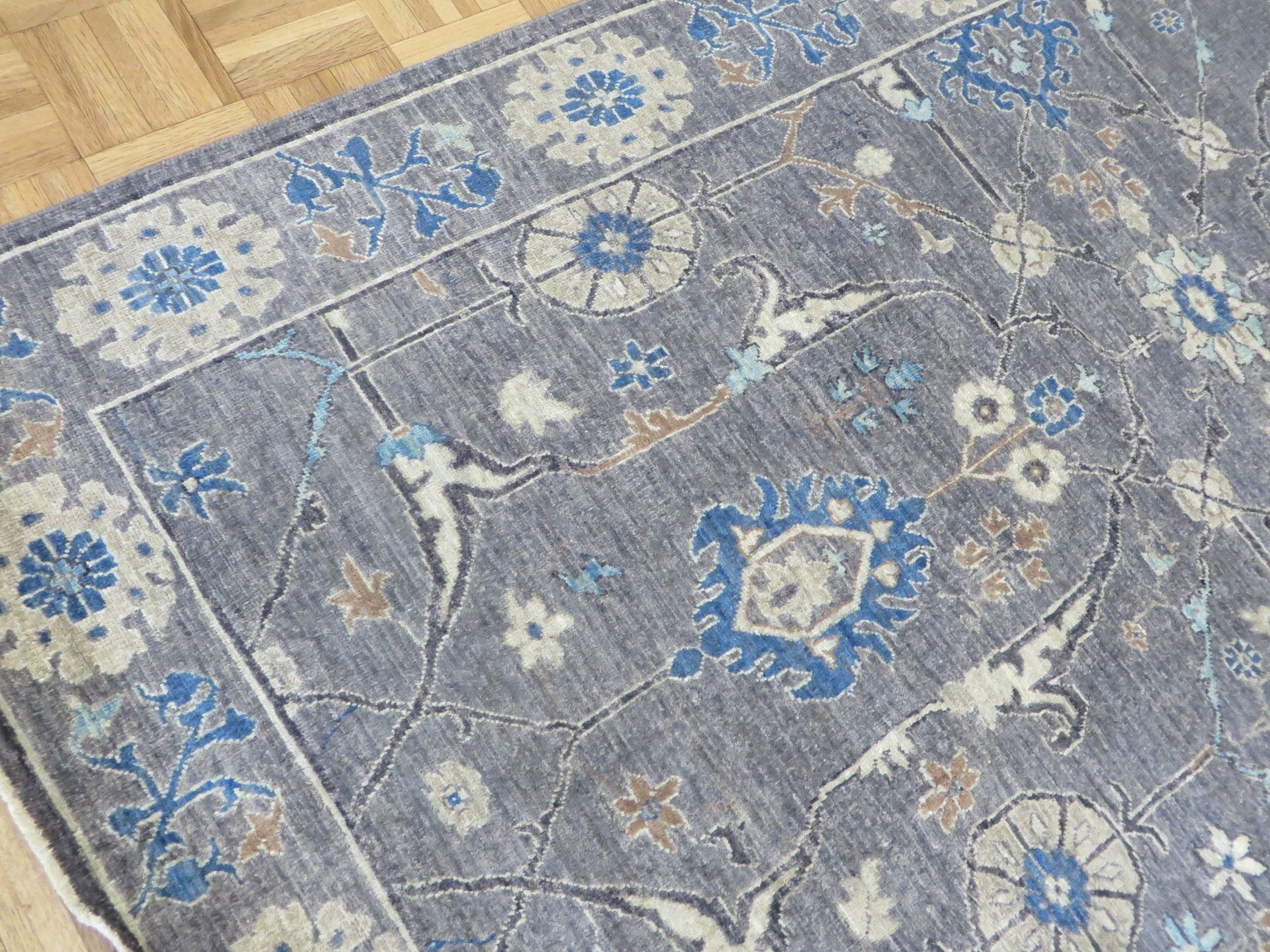 8’11 x 11’9 Hand Knotted Smoky Gray Fine Peshawar Oriental Rug G14317