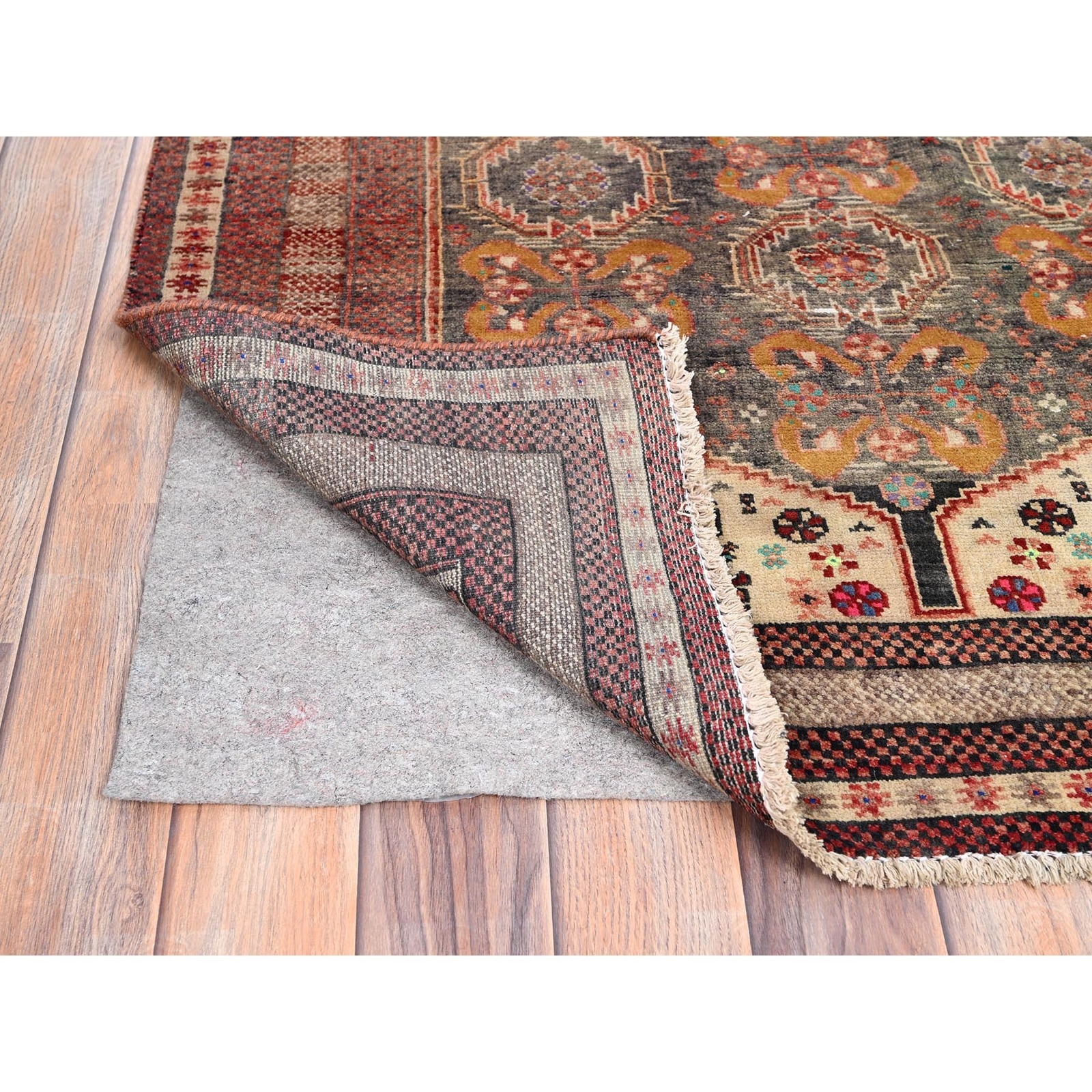 3’3″x6’6″ Brown Old Zoroastrian Balooch Clean Pure Wool Hand Knotted Rug Sh86071