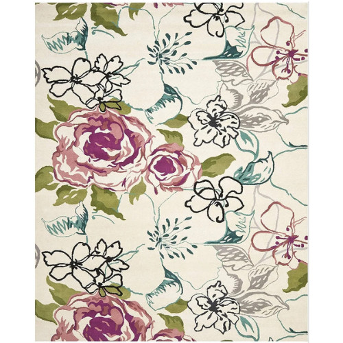 Floral Contemporary Oriental Area Rug Hand-Tufted Wool Modern Carpet, Kids Rug