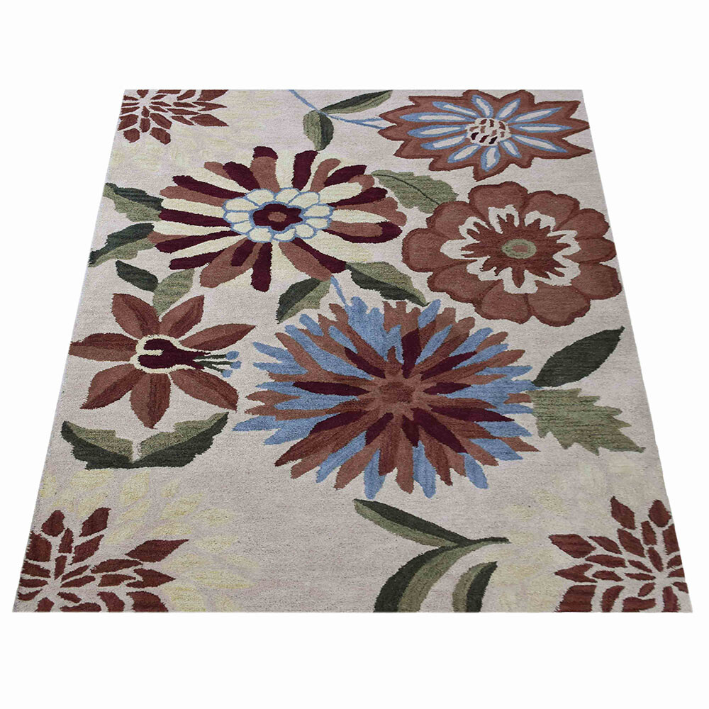 Hand Tufted Wool 5’x8′ Area Rug Contemporary Cream BBH Homes BBK03059