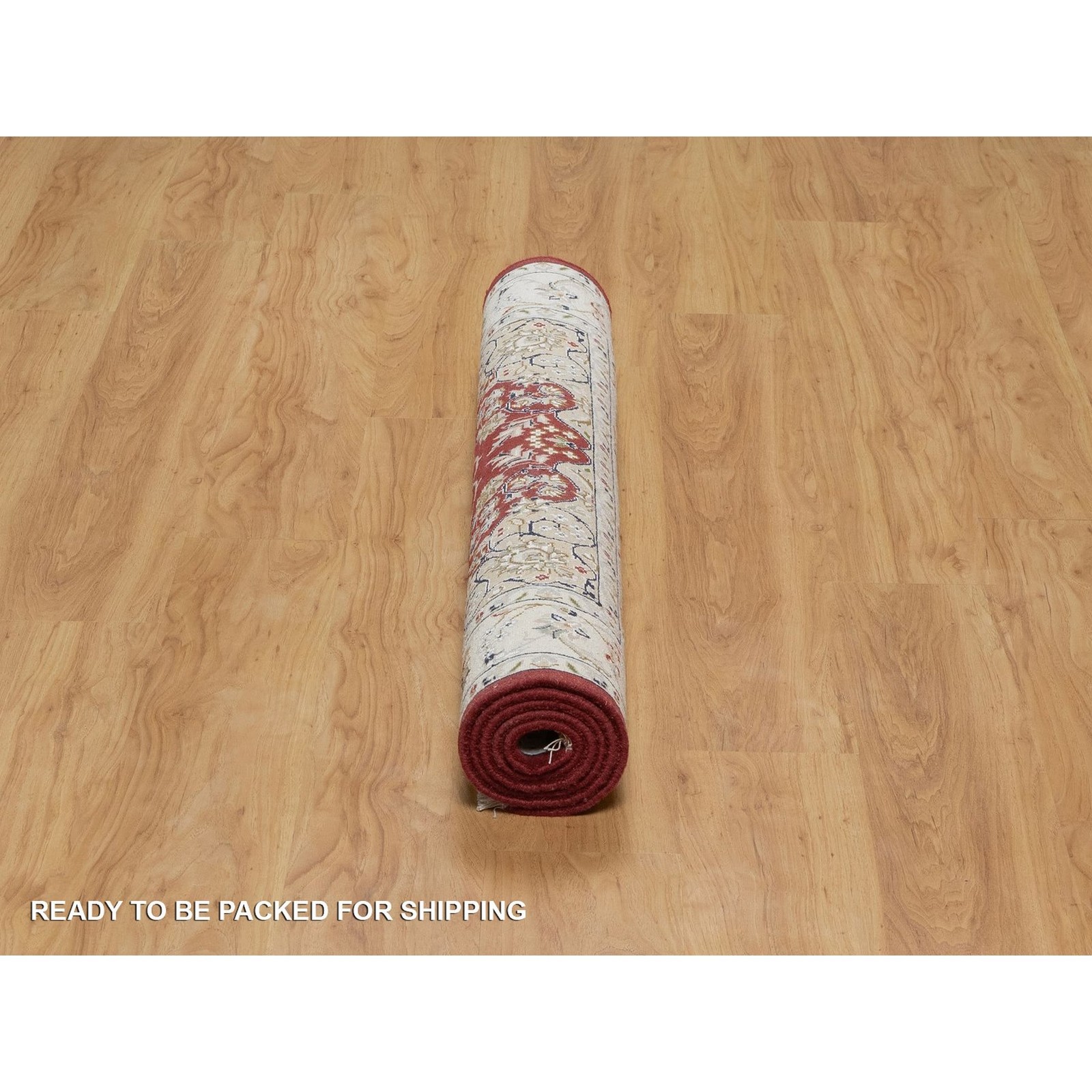 4’x6’1″ Red Nain Medallion Design Hand Knotted Wool and Silk 250 KPSI Rug R91530