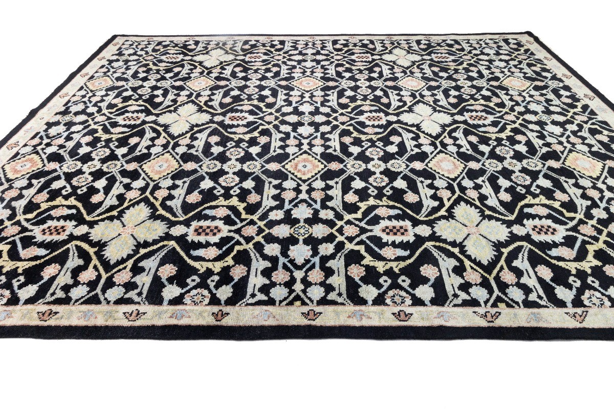 Handmade Floral Design Oversized Rug Wool Oriental Farmhouse Carpet 12X15 ft