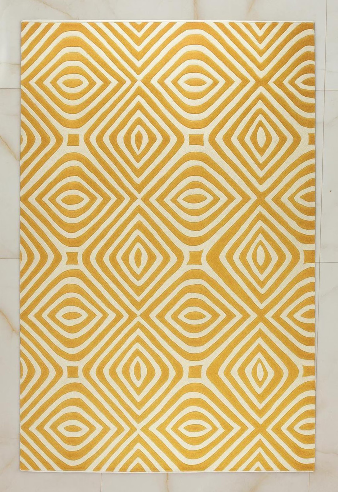 Contemporary Monochrome Hand-Tufted Rug, Orange and White Geometric Rug, Chic Ha