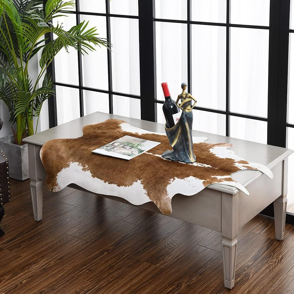 Cowhide Rug, Cute Cow Print Rug for Living Room Faux Cow Hide Animal Print Carpe