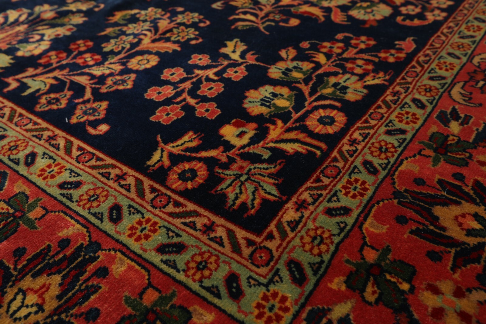 5’9″ x 9’2″ Hand Knotted 100% Wool Traditional Saroukk Oriental Area Rug Navy