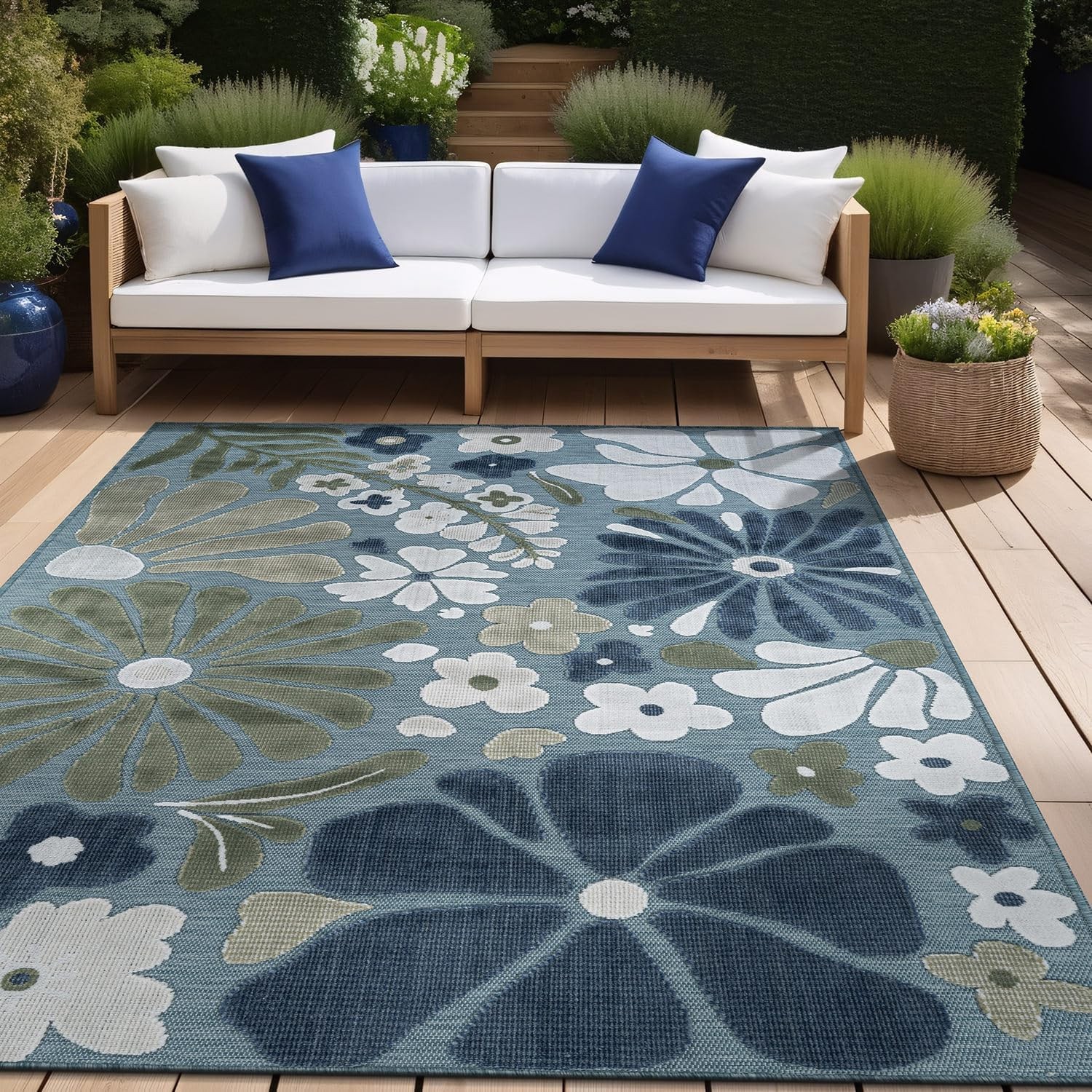 Beverly Rug Outdoor Rug 10×14 Large Modern Floral Tropical Area Rugs for Outd…