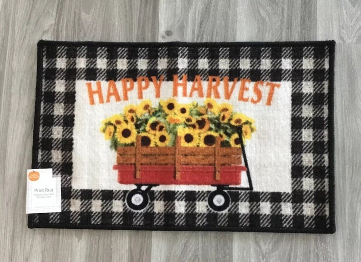 Perfect Harvest “ Happy Harvest” Fall Thanksgiving Rug Lightweight 17”x27”