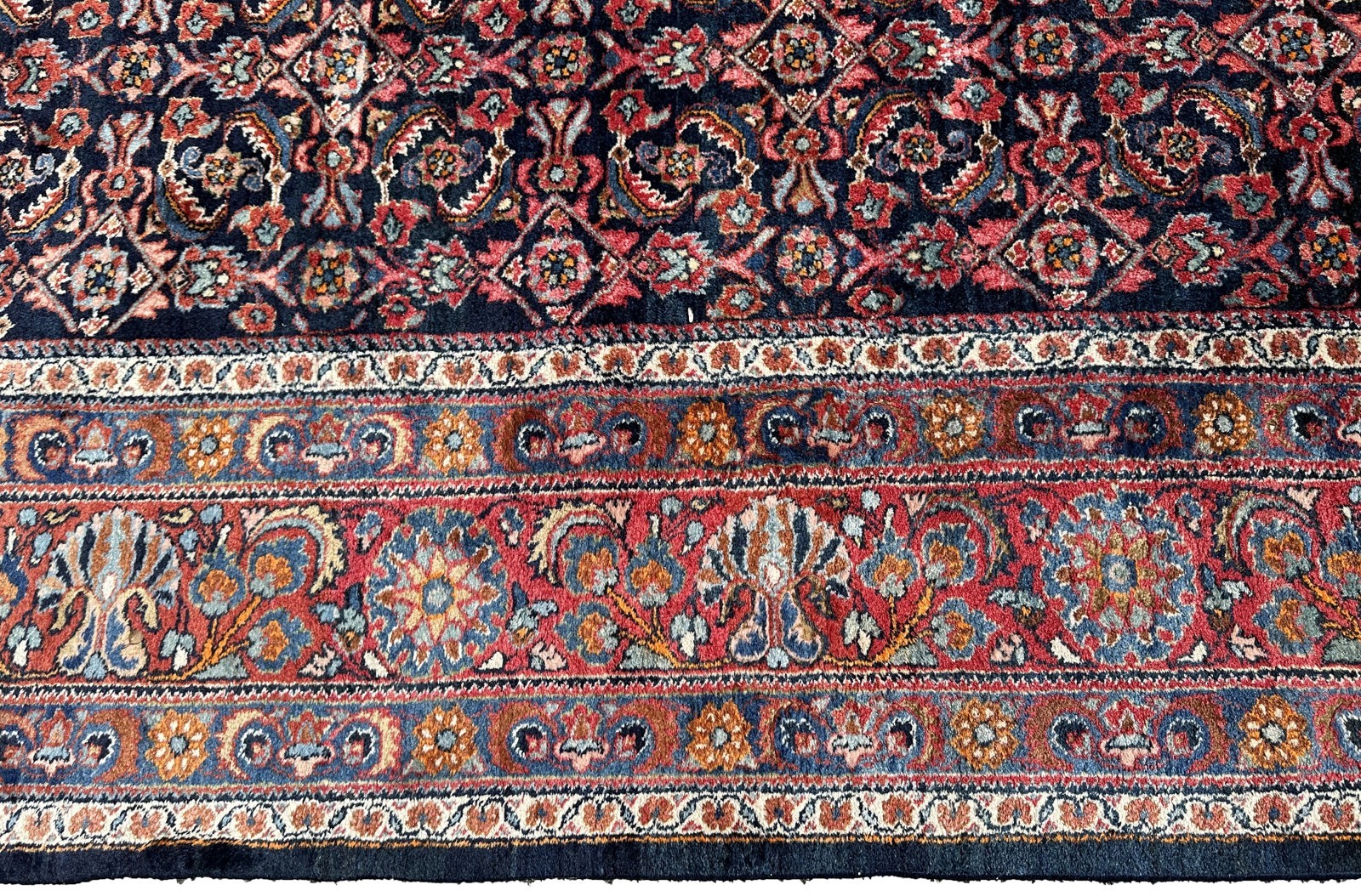 11X14 Antique Traditional Rug Exceptional Fine Weave Navy 338cm x 419cm C.1910