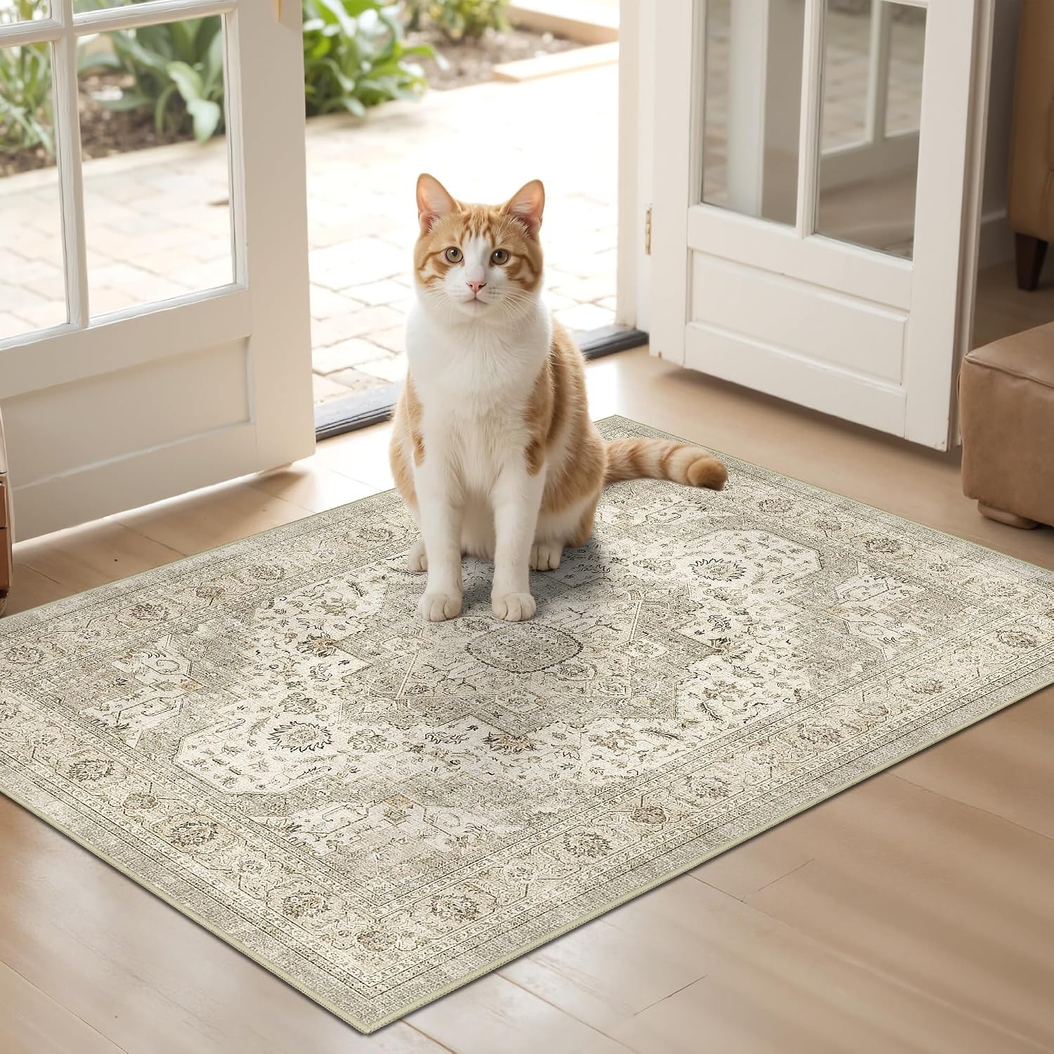 2×3 Low-Pile Washable Rug – Non-Slip, Stain Resistant for Homes with Style
