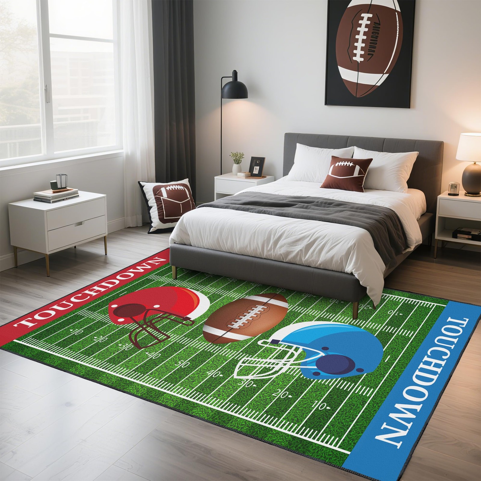 Vesocro Football Rug Non-Slip 3×5 ft,Football Court Area Rugs with Cool Print…