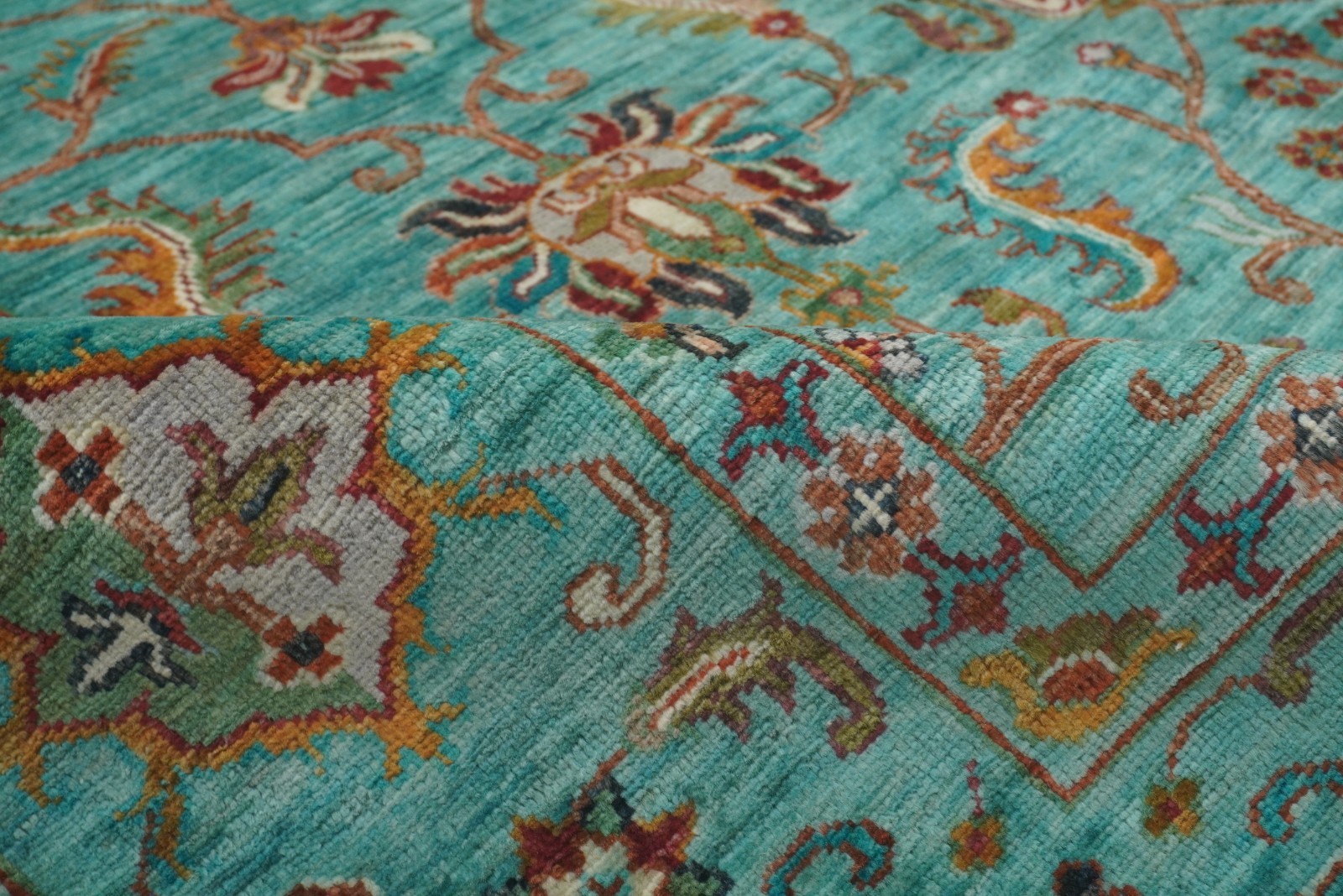6×8 ft Turquoise Blue Afghan Hand Knotted Wool Oriental Rug